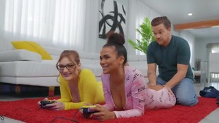 Interracial threeway makes the dolls leave behind about movie game