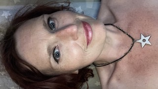 Mommy clit piercing started stinging, so she switches it after kicking off to wank